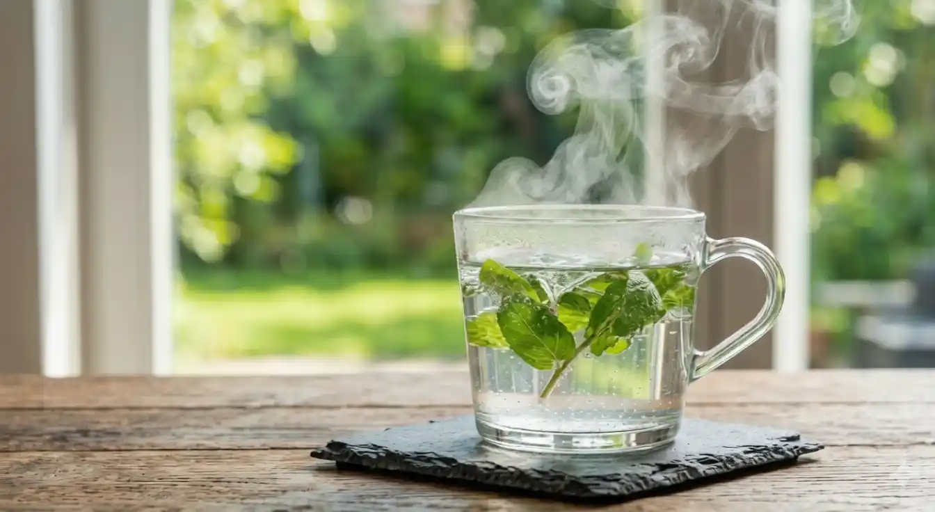 خطوات علاج الزكام بالأعشاب عبر استنشاق بخار النعناع الفلفلي.